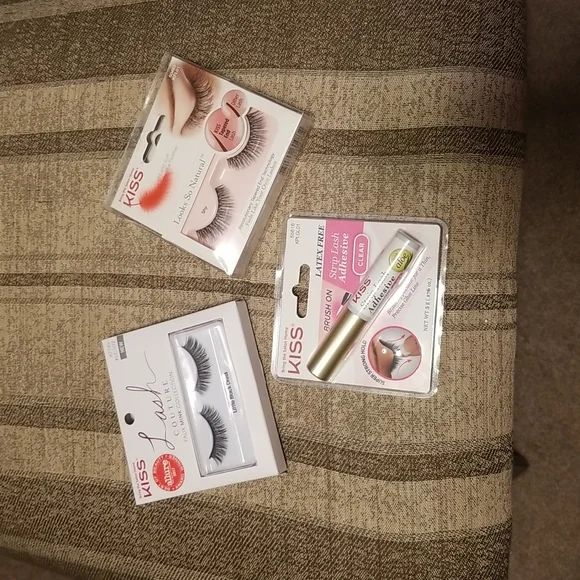 2 pairs eyelashes and lash adhesive. Never opened. KISS brand. - Picture 1 of 5